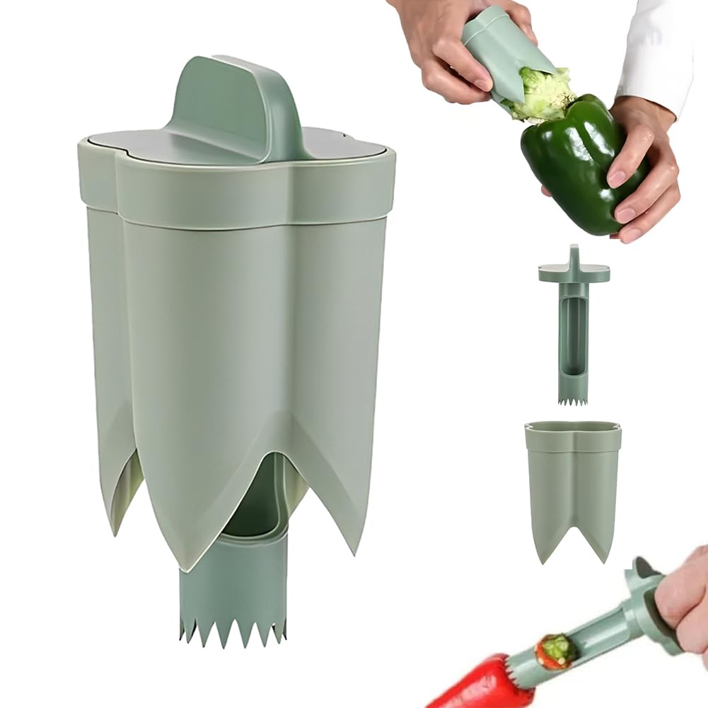 Pepper Seed Corer Remover for Kitchen Gadgets, Home and Camping, Quick and Easy Bell Pepper Prep Tool, Upgraded Vegetabl