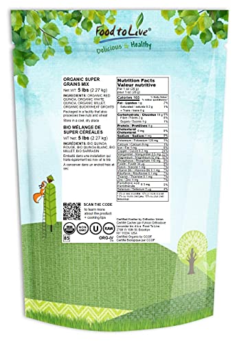 Food to Live Organic Super Grains Blend, Non-GMO, Non-Irradiated, Vegan Superfood for Health Conscious Consumers
| Food